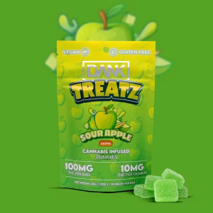 DANK TREATZ - SOUR APPLE - 100MG GUMMIES